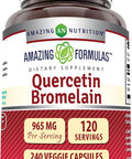 Amazing Nutrition Quercetin 800 Mg with Bromelain 165 Mg Veggie Capsules Supplement | Non-GMO | Gluten | Made in USA | Suitable for Vegetarians (240 Count)