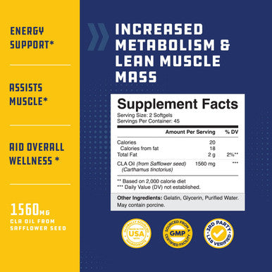 CLA Diet Weight Loss Pills - Women and Men - Pure Conjugated Linoleic Acid - Safflower Oil Fat Burner + Metabolism Supplement Ãƒâ€šÃ¢â‚¬â€œ Best Suppress Appetite + Boost Energy + Lose Fast - California Products