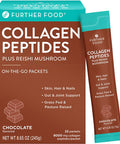 Further Food Collagen Peptides Powder Supplement Dark Chocolate Collagen Flavored Packs GrassFed Hydrolyzed Type 1 3 Collagen. NonGMO Paleo Keto Box of 22