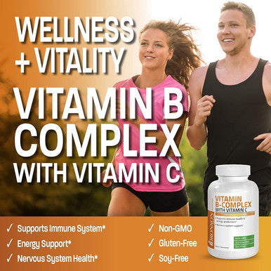 Bronson Vitamin B Complex With Vitamin C - Immune Health, Energy Support & Nervous System Support - Non-Gmo, 250 Vegetarian Capsules