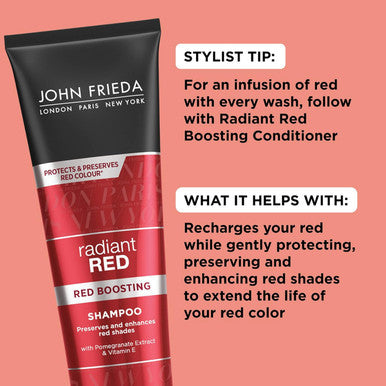 John Frieda Radiant Red Red Boosting Shampoo Daily Shampoo Helps Enhance Red Hair Shades 8.3 Ounce With Pomegranate And Vitamin E
