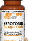 Natural Stacks Serotonin Brain Food W/L-Tryptophan & Rhodiola Rosea - Mood Support Supplement - Promotes Positive Mood, Calmness, Stress Relief - Happy Mood & Brain Support Supplement - 60 Capsules
