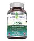 Amazing Formulas Biotin Supplement - 10,000mcg - 200 Veggie Capsules (Non-GMO, Gluten Free) -Supports Healthy Hair, Skin & Nails
