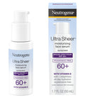 Neutrogena Ultra Sheer Moisturizing Face Serum with Vitamin E & SPF 60+, All Day Facial Sunscreen Serum with Broad Spectrum UVA/UVB Protection, Fragrance-Free, Oxybenzone-Free, 1.7 oz
