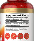 Vitamin D3 2000 IU Softgels | 400 Count | Non-GMO, Gluten Free Formula | 50 mcg | Vitamin D Supplement | by Carlyle
