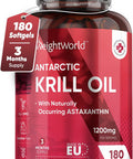 Weightworld Antarctic Krill Oil Capsules High Strength - 3 Months Supply - 180 Red Krill Oil Softgels - Omega 3 Fatty Acids Supplements - EPA DHA Astaxanthin & Choline - Omega 3 Fish Oil Alternatives