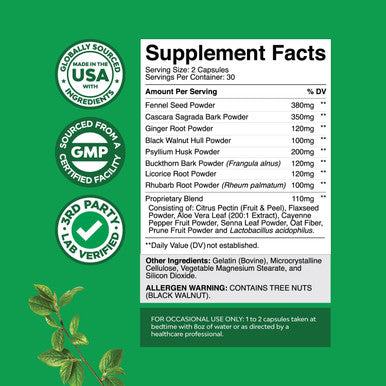 Natures Craft Colon Cleanser & Detox - Lactobacillus Acidophilus Probiotic Supplement Body Cleanse - Psyllium Husk Capsules Gut Health Supplement