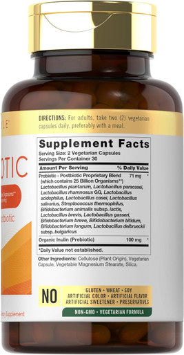 Carlyle Prebiotic & Probiotic | 25 Billion CFU | 60 Capsules | for Women & Men | Powder Pills | Vegetarian Non-GMO & Gluten Supplement