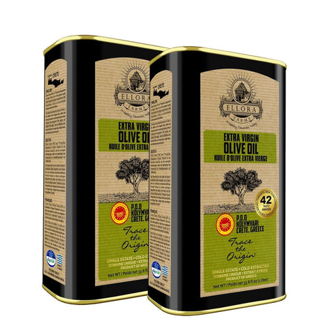 Ellora Farms Olive Oil Extra Virgin, Certified Single Estate PDO, Polyphenol Rich Extra Virgin Olive Oil Cold Pressed & Traceable, Global Gold Awards EVOO, Kosher, Crete, Greece 33.8 Fl oz (1 Ltr)