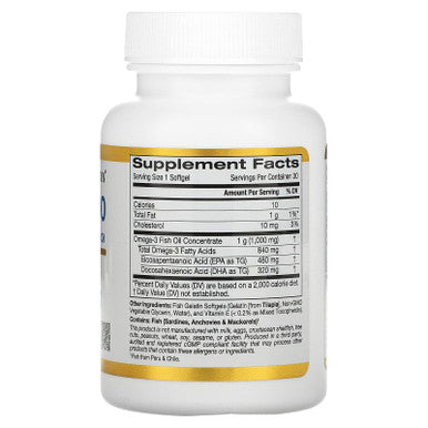 California Gold Nutrition Omega 800 Pharmaceutical Grade Fish Oil, 80% Epa/Dha, Triglyceride Form, 1,000 Mg, 30 Fish Gelatin Softgels, 2 Pack