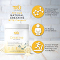 TRU Supplements Creatine | 100% Pure Patented Creapure | Increase Strength & Boost Stamina | Build Lean Muscle with Zero Water Retention or Bloating | Clinically Tested and Safe | 100 Servings