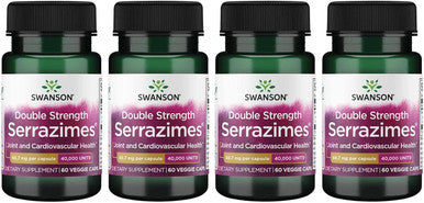 Swanson Optimum Potency Serrazimes 40000 Units 40000 Units 60 Veg Capsules Enzyme (4 Pack)