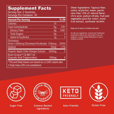 Bulletproof Apple Cider Vinegar Max Sugar-Free Gummies, 60 Count, Keto Supplement For Cravings