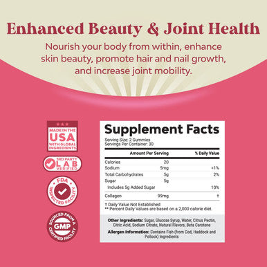 Hydrolyzed Collagen Hair Growth Gummies - Hair Skin and Nails Vitamins with Collagen for Hair Loss Nail Health and Growth and Joint Support - Gummy Hair Vitamins for Women and Men - Collagen Gummies