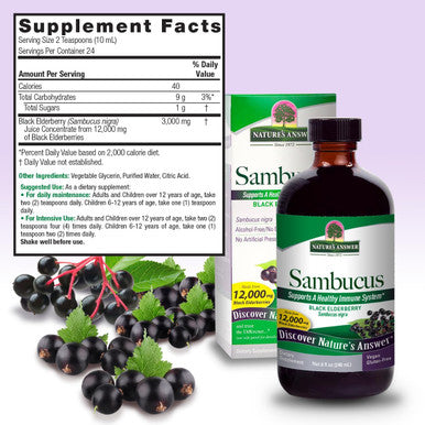 Nature'S Answer Alcohol Sambucus Black Elder Berry Extract 8-Fluid Ounce| Immune Support|