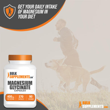 Bulksupplements.Com Magnesium Glycinate Capsules - Magnesium Bisglycinate Capsules, Magnesium Supplement, Magnesium Glycinate 400Mg - 3 Capsules Per Serving, 90-Day Supply, 270 Capsules