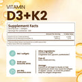 VivoNu Vitamin D3 K2 10000 IU with MK7-300 Virgin Coconut Oil Softgels, 2 in 1 Vitamins D and K Complex Vitamina D3 con K2 Supports Calcium Absorption Bone Immune and Heart Health Easy to Swallow
