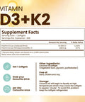 VivoNu Vitamin D3 K2 10000 IU with MK7-300 Virgin Coconut Oil Softgels, 2 in 1 Vitamins D and K Complex Vitamina D3 con K2 Supports Calcium Absorption Bone Immune and Heart Health Easy to Swallow
