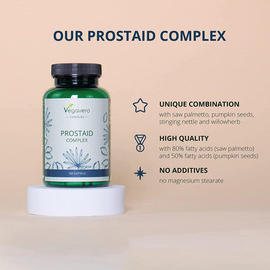Prostate Supplement VegaveroÃƒâ€šÃ‚Â® | Natural Support | 180 Capsules | Saw Palmetto, Pumpkin Seed & Stinging Nettle Root Extracts | Serenoa Repens with 80% Fatty Acids | Vegan | for Men