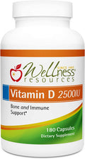Wellness Resources Vitamin D 2500 Iu Soyfree Vitamin D3 180 Veggie Capsules