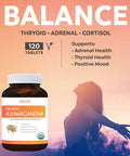 USDA Organic Ashwagandha 120 Tablets Vegetarian 1350mg Per Serve with Black Pepper Natural Adrenal Support Cortisol Thyroid Support Immune Support No Pills or Capsules