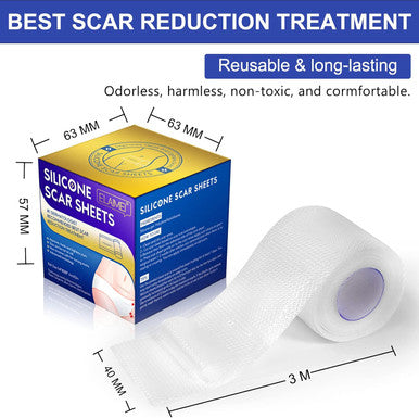 Silicone Scar Sheets (1.6 X 120 ), Clear Gel Silicone Scar Tape, Invisible Medical Grade Scar Silicone Strips, Transparent Advanced Removal Scar Patches For C-Section, Keloids, Burn, Acne