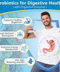 Probiotics For Men Digestive Health With Digestive Enzymes & Prebiotics, 100 Billion Cfus, Men'S Probiotics With Saw Palmetto