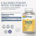Solaray - Calcium Citrate with Vitamin D-3 Capsules, 1000mg, 180 Counts
