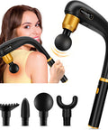 Massage Gun Deep Tissue With Extension Handle, Handheld Back Massager For Pain Relief Deep Tissue, Percussion Massage Gun For Neck/Shoulder/Waist/Legs/Foot/Muscle, 4 Massage Heads & 5 Speeds
