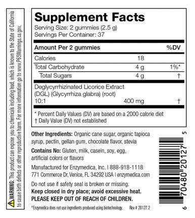 Enzymedica, Dgl Stomach Soothe Gummies, Supports Digestive Health And Occasional Heartburn, Chocolate, 74 Count