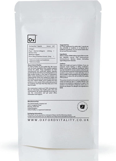 Marine Collagen & Bamboo Silica Capsules | High Strength and Quality | Oxford Vitality (365)