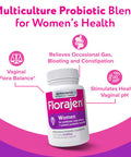 Florajen Women's Probiotic for Vaginal Health Gut Support & Bloating Relief - Constipation Aid for Adults - Refrigerated for Freshness & Potency