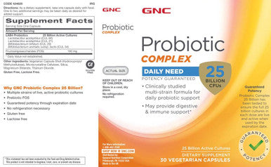 Gnc Probiotic Complex - 25 Billion Cfus (30 Capsules)