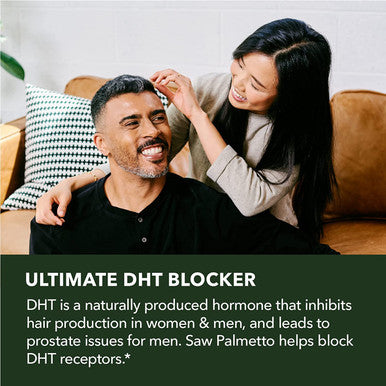 Saw Palmetto Gummies Hair Growth Supplement for Women and Men to Assist Reversal of Balding Hair Thinning by Blocking DHT Receptors Vegan Gummies