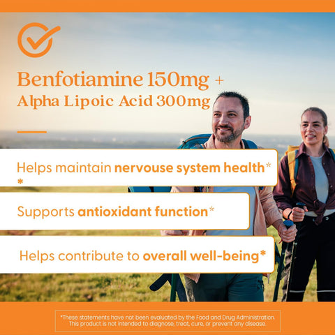 DoctorS Best Benfotiamine + Alpha Lipoic Acid (Ala) Nutritional Supplement Support For Glycemic Balance and Metabolic Response Benfotiamine 150 Mg and AlphaLipoic Acid 300 Mg Capsules 60 Veg Caps