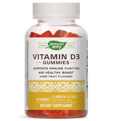 Natures Way Vitamin D3, Immune Support, 2000 IU (50 mcg) per Serving, Fruit Flavor, 120 Gummies