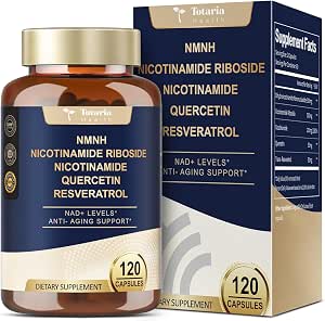 NMNH Supplement (Dihydronicotinamide Mononucleotide) Advanced NAD+ Support with Niacinamide Quercetin and Resveratrol 120 Vegan Capsules AntiAging Cellular Health and Energy Support