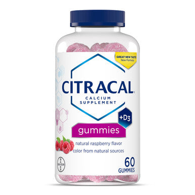 Citracal Calcium Gummies Calcium Supplement With Vitamin D3 Support Bone Health For Ages 12+ Natural Raspberry Flavor 60 Count