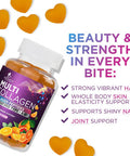 Collagen Gummies With 2500Mcg Biotin, Vitamin C & Zinc - Hydrolyzed Type 1 & 3 Collagen Peptides Supplement - Support For Hair, Skin, Nails & Joints - Gluten - Orange Flavored Gummy - 120 Count