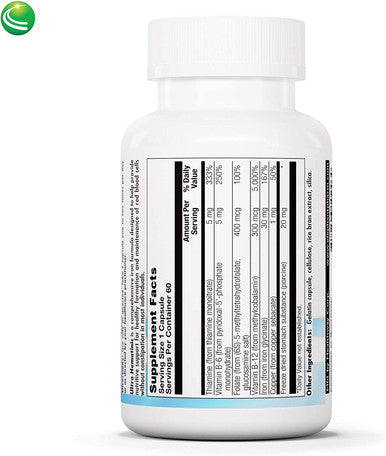 Nutra BioGenesis - Ultra Hematinic - Iron, B Vitamins and Copper for Iron Absorption, RBC Support and Energy - 60 Capsules