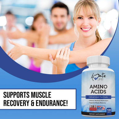 Amino Acids Supplement Post Workout Enhancer Essential Amino Energy to Support Muscle Recovery Advanced Energy Booster Non-GMO Formula 100 Tablets Made in USA by Amate Life