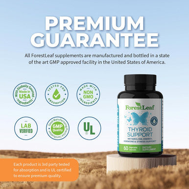 Forestleaf Thyroid Support For Women And Men With Iodine - Energy, Focus & Power Thyroid Supplement - All Natural Herbal Mineral And Vitamin Complex With B12, Zinc, Selenium, Ashwagandha - 60 Vegetarian Capsules