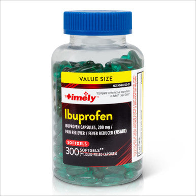 TIME-CAP LABS, INC. Timely Ibuprofen 200Mg - 300 Liquid Gels - Compared To Advil Liqui-Gels - Migraine Relief - Arthritis Pain Reliever - Headache Relief Medicine - Period Cramps Pain Relief - Tooth Pain Relief For Adult