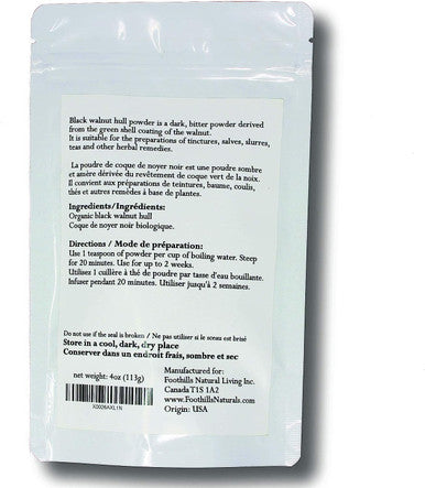 Foothills Naturals Organic Black Walnut Hull Powder - 4 Ounces (113 Grams)