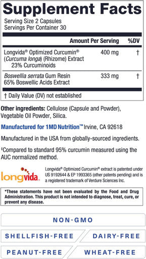 1MD Nutrition Curcumin 285x More Absorbable 60 Capsules