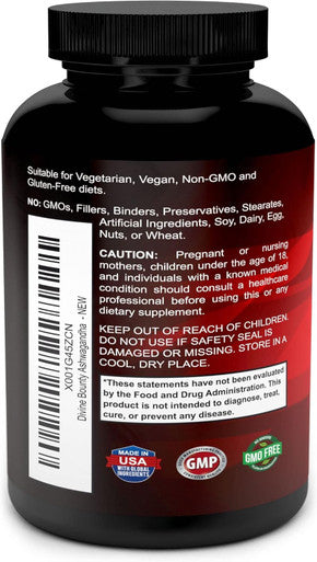 Divine Bounty Organic Ashwagandha Capsules - 1200Mg Ashwagandha Powder With Black Pepper For Enhanced Absorption - Ashwaganda Supplement For Calmness & Mood Support - 90 Veggie Capsules