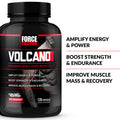 Force Factor Volcano Pre Workout Nitric Oxide Booster Supplement for Men with Creatine and L-Citrulline to Help Boost Nitric Oxide, Energy, Build Muscle & Improve Flow, 360 Capsules