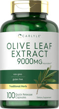 Carlyle Olive Leaf Extract Capsules | 9000mg | 100 Count | Non-GMO Gluten | High Potency Supplement