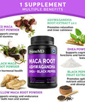 6-In-1 Organic Maca Root & Ashwagandha Capsules 1710Mg W/Dhea & Black Pepper Fruit Extract - Maca Root Capsules For Women & Men - Stamina, Bone And Mood Support Supplement,120 Capsules (40 Servings)