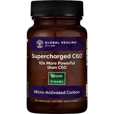 Global Healing Supercharged C60 & Vitamin D3 - Micro-Activated Carbon Fullerene w/ MCT Powder & Organic Vitamin D3 Liquid Supplement for Skin Health- Natural Detox Helps Alleviate Constipatio